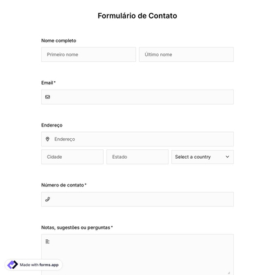 Modelo de Formulário de Contato de Site