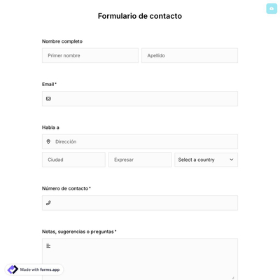 Plantilla de Formulario de Contacto del Sitio Web