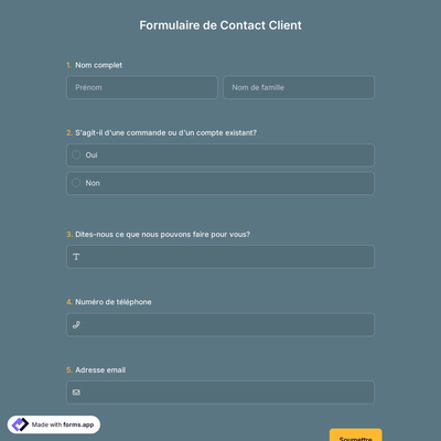 Modèle de Formulaire de Contact Client