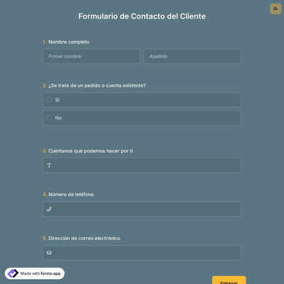 Plantilla de Formulario de Contacto del Cliente