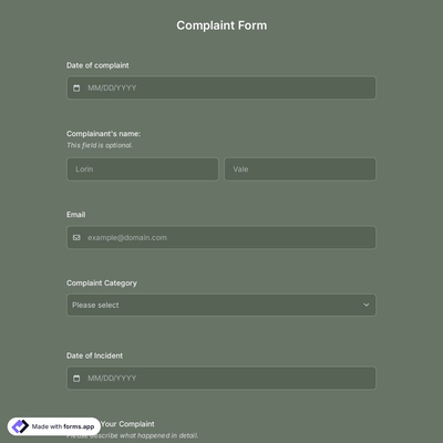 Complaint Form Template