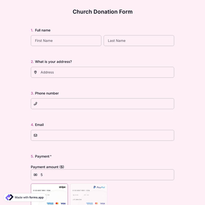 Church Donation Form Template
