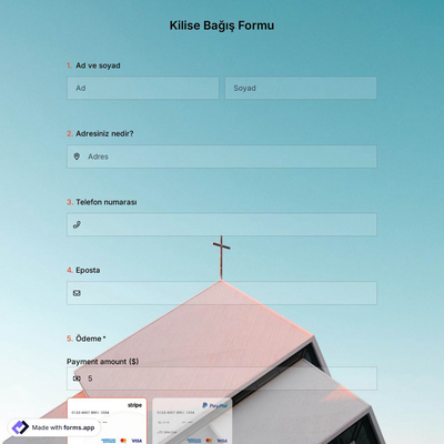 Kilise Bağış Formu Şablonu