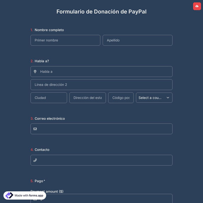 Plantilla de Formulario de Donación de PayPal