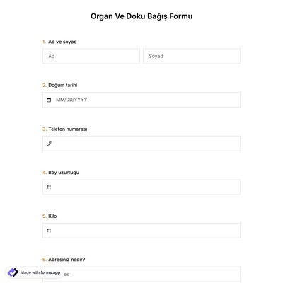 Organ Ve Doku Bağış Formu Şablonu