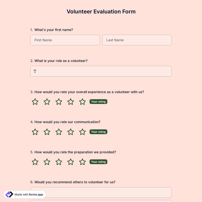 Volunteer Evaluation Form Template