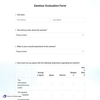 Seminar Evaluation Form Template