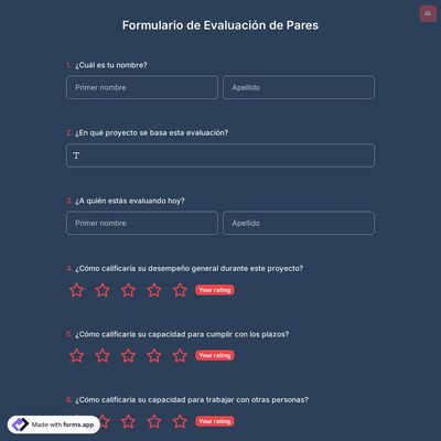Plantilla de Formulario de Evaluación de Pares