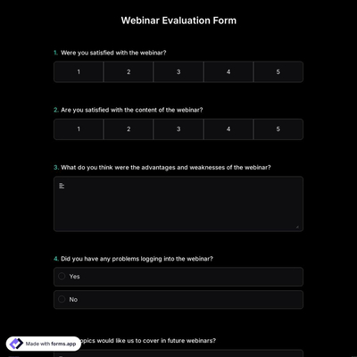 Webinar Evaluation Form Template