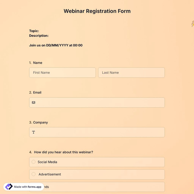 Webinar Registration Form Template