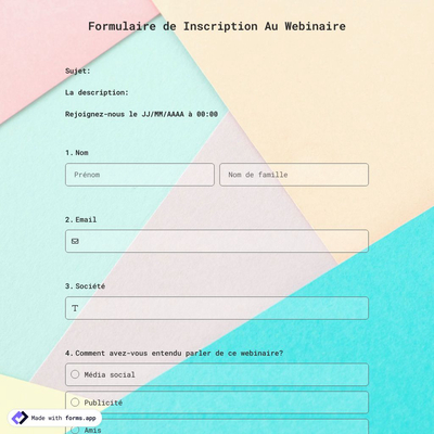 Modèle de Formulaire de Inscription Au Webinaire