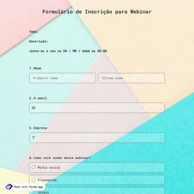 Modelo de Formulário de Inscrição Para Webinar