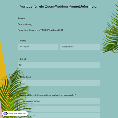 Vorlage für ein Zoom-Webinar-Anmeldeformular