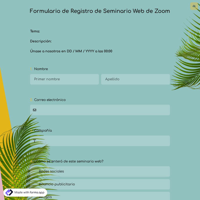 Plantilla de Formulario de Registro de Seminario Web de Zoom