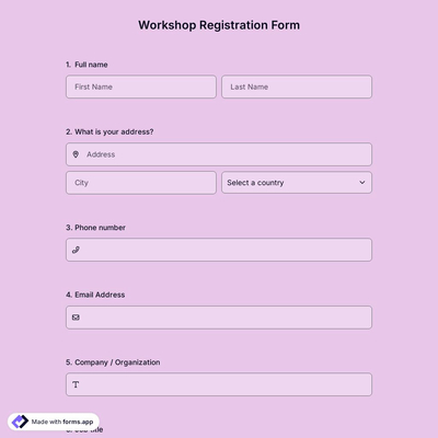 Workshop Registration Form Template