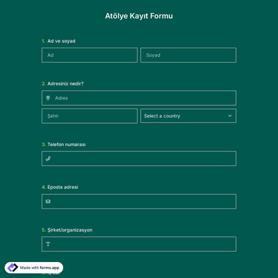 Atölye Kayıt Formu Şablonu