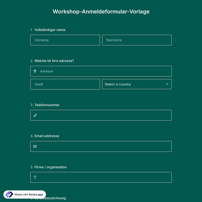 Workshop-Anmeldeformular-Vorlage