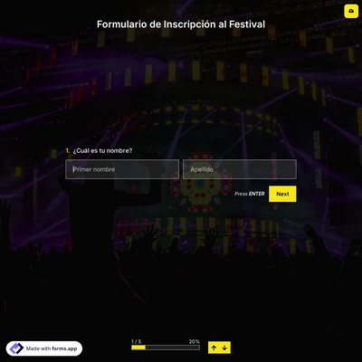 Plantilla de Formulario de Inscripción al Festival