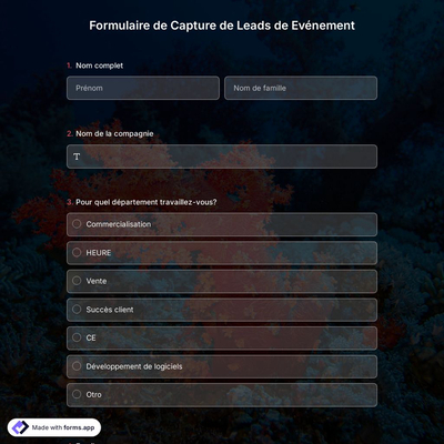 Modèle de Formulaire de Capture de Leads de Evénement