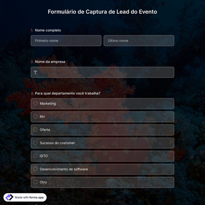 Modelo de Formulário de Captura de Lead de Evento