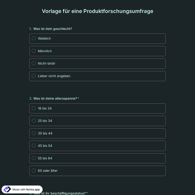 Vorlage für eine Produktforschungsumfrage