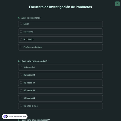 Plantilla de Encuesta de Investigación de Productos