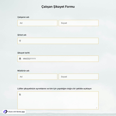 Çalışan Şikayet Formu Şablonu