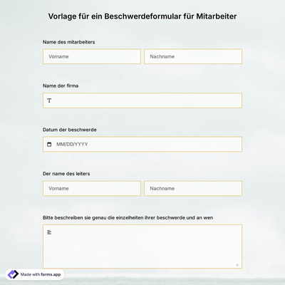 Vorlage für ein Beschwerdeformular für Mitarbeiter