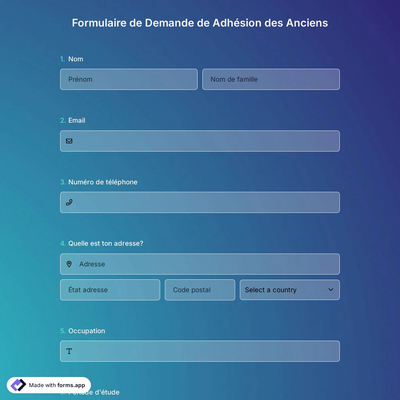 Modèle de Formulaire de Demande de Adhésion pour les Anciens