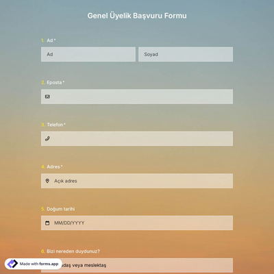 Genel Üyelik Başvuru Formu Şablonu