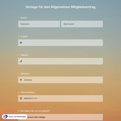 Vorlage für den Allgemeinen Mitgliedsantrag