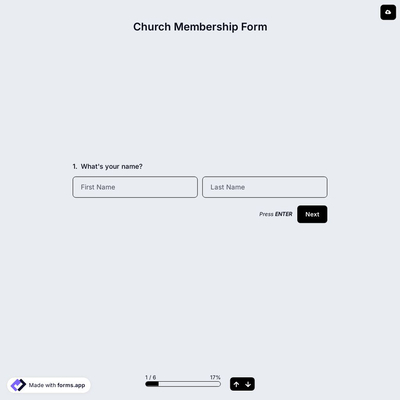 Church Membership Form Template