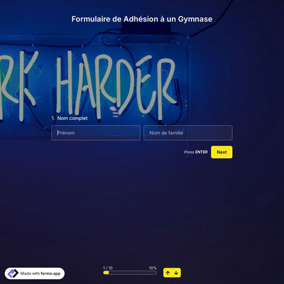 Modèle de Formulaire D'adhésion à un Gymnase