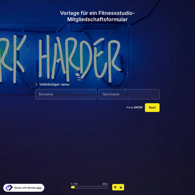 Vorlage für ein Fitnessstudio-Mitgliedschaftsformular
