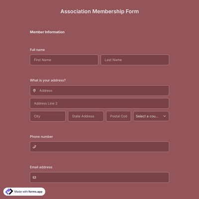 Association Membership Form Template