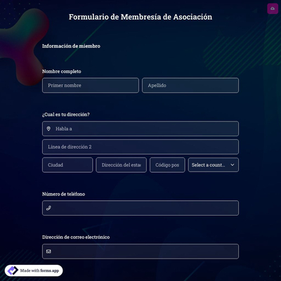Plantilla de Formulario de Membresía de Asociación