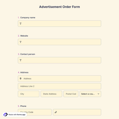Advertisement Order Form Template