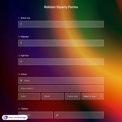 Reklam Sipariş Formu Şablonu