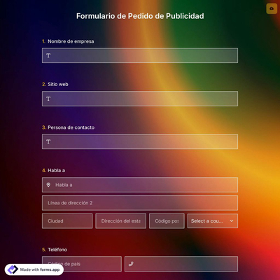 Plantilla de Formulario de Pedido de Publicidad