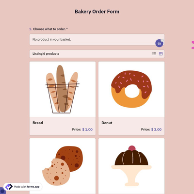Bakery Order Form Template