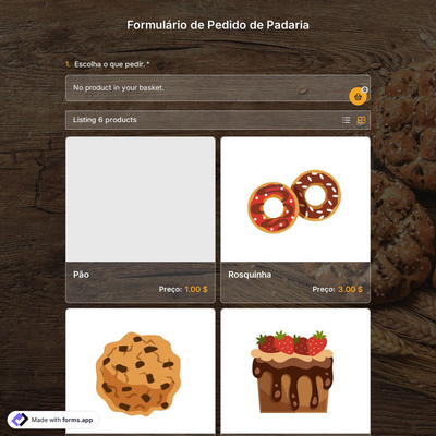 Modelo de Formulário de Pedido de Padaria