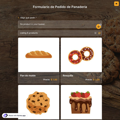 Plantilla de Formulario de Pedido de Panadería
