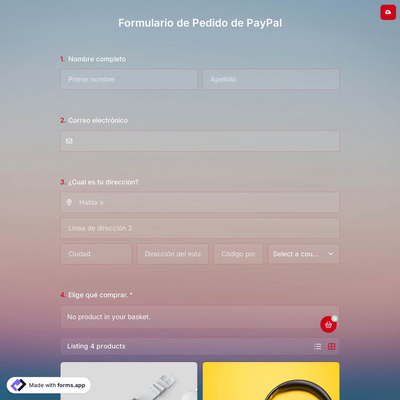 Plantilla de Formulario de Pedido de PayPal