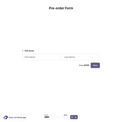 Pre-order Form Template