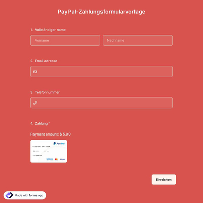 PayPal-Zahlungsformularvorlage