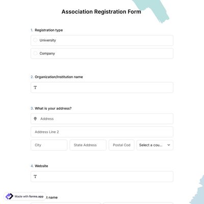 Association Registration Form Template