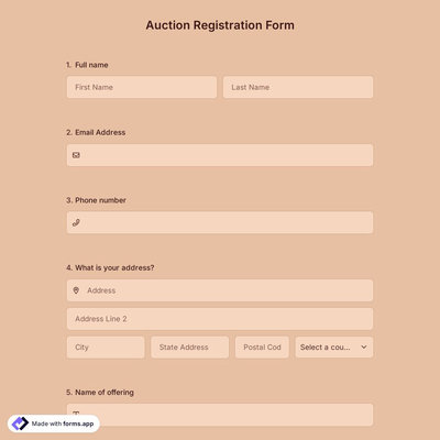 Auction Registration Form Template