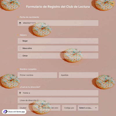 Plantilla de Formulario de Registro del Club de Lectura