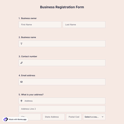 Business Registration Form Template
