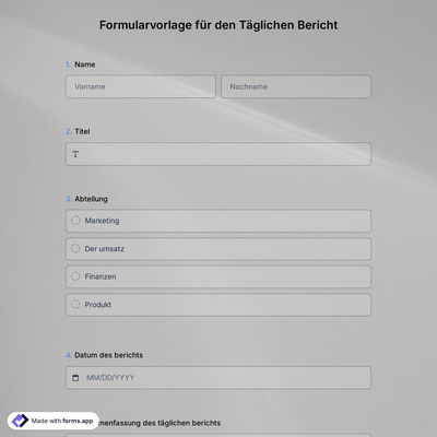 Formularvorlage für den Täglichen Bericht